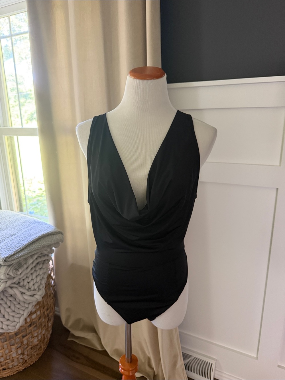 💘Free People Black Cowl-Neck Bodysuit